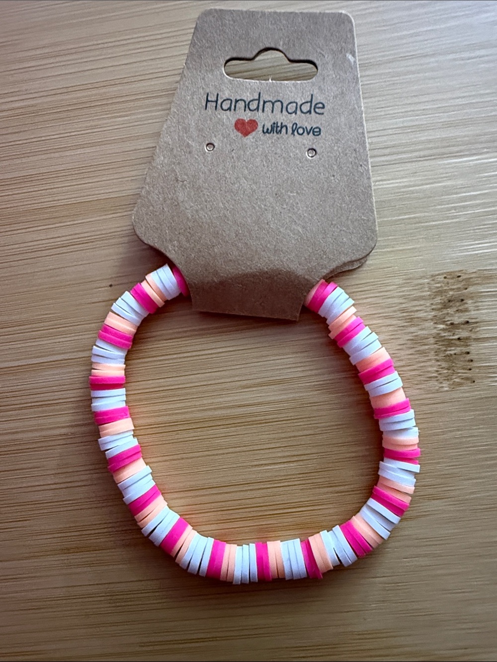 ‼️5/$25‼️ Handmade Kids Pink & White Bead Stretch Bracelet